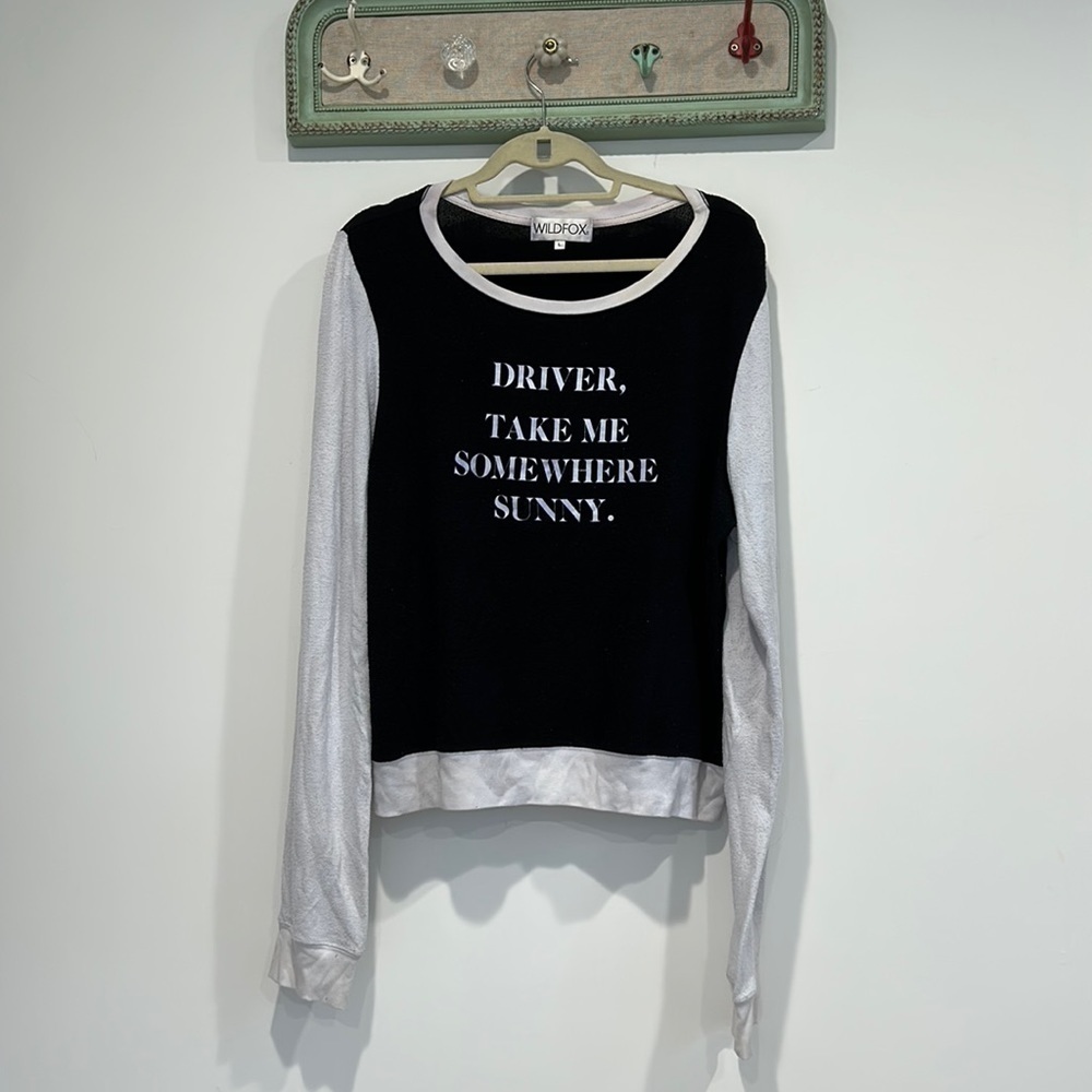 Wildfox driver take me color-block long sleeve pullover women’s large black